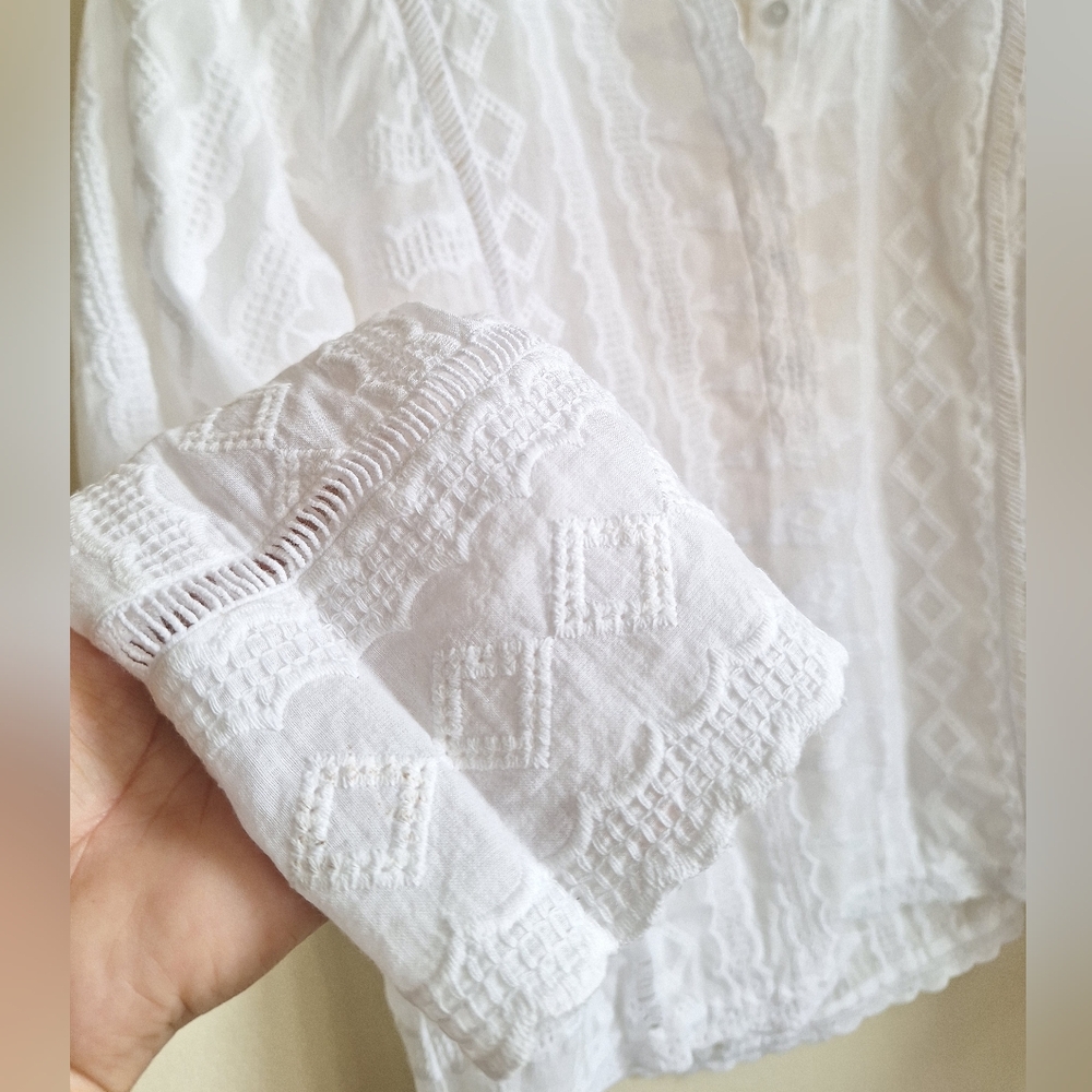 Rebecca Taylor Elegant White Lace Blouse - Picture 4 of 8